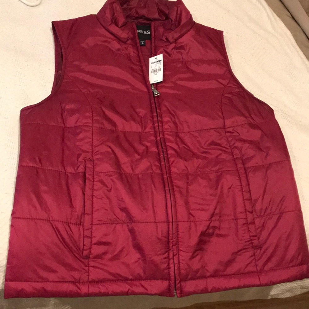 Down vest with removable hood.